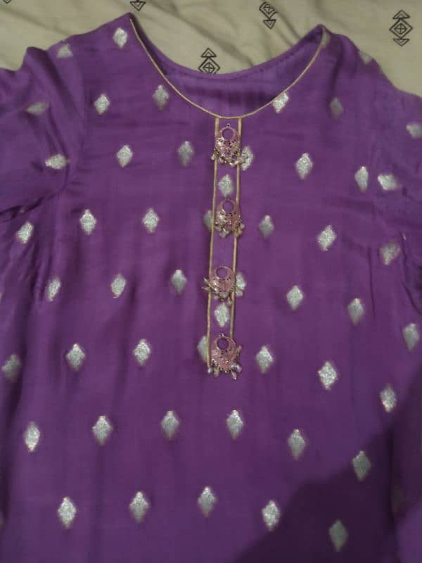 purple banarasi  suit three piece 7