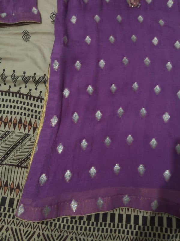 purple banarasi  suit three piece 8