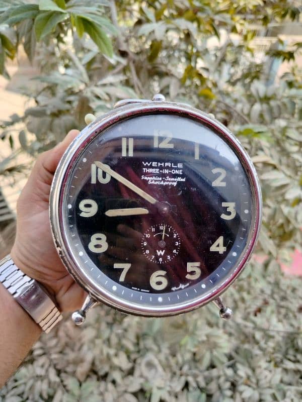 Antique Wehrle Germany table Wall clock pendulum vintage brass machine 10