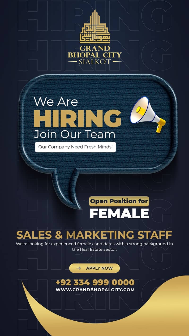 Sales & Marketing, Accounts Officer (Female) ,Receptionist (Female) 0