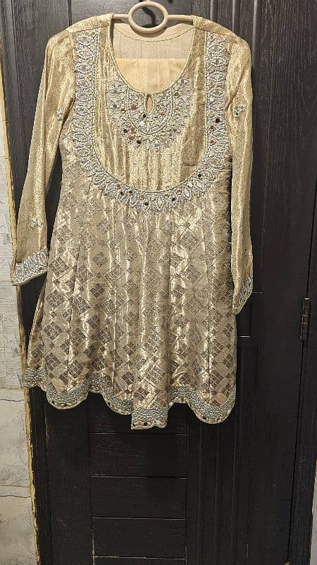 Two Piece Formal dress,Shory frock,Net Duppata,part wear dress. 1