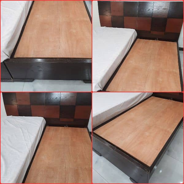 wooden bed single/ pair and one cushioned bed 0