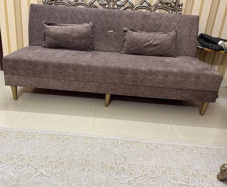 sofa bed in brown colour 1