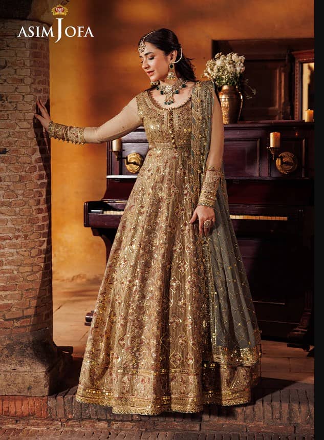 ASIM JOFA MAXI NEW COLLECTION ARTICAL #AJCE-07 EMBROIDERED CHIFFON 3 P 1