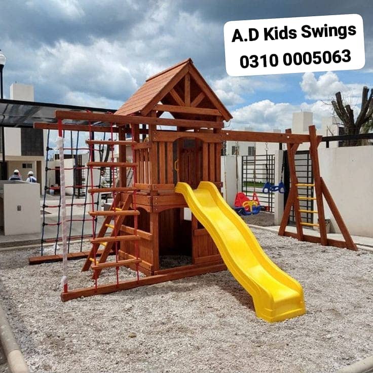 Swings|Slide|Seesaw|Marygoround|Bench|Gazibo|Tree House|Park Setup 4