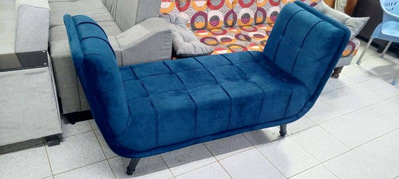 Sofa Setty Two seater Back less Modern design in Velvet Fabric 4