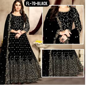 Dress for womens | Dress for girls | Womens Chiffon Embroidered Frock 0