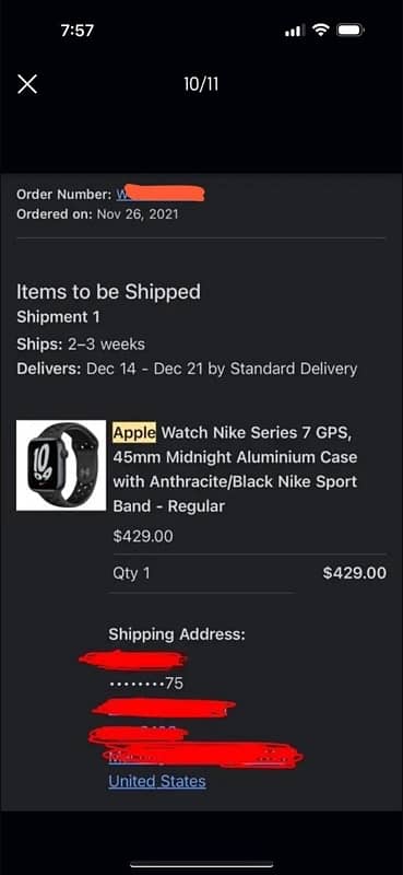 Apple Watch Series 7 Nike gps 9