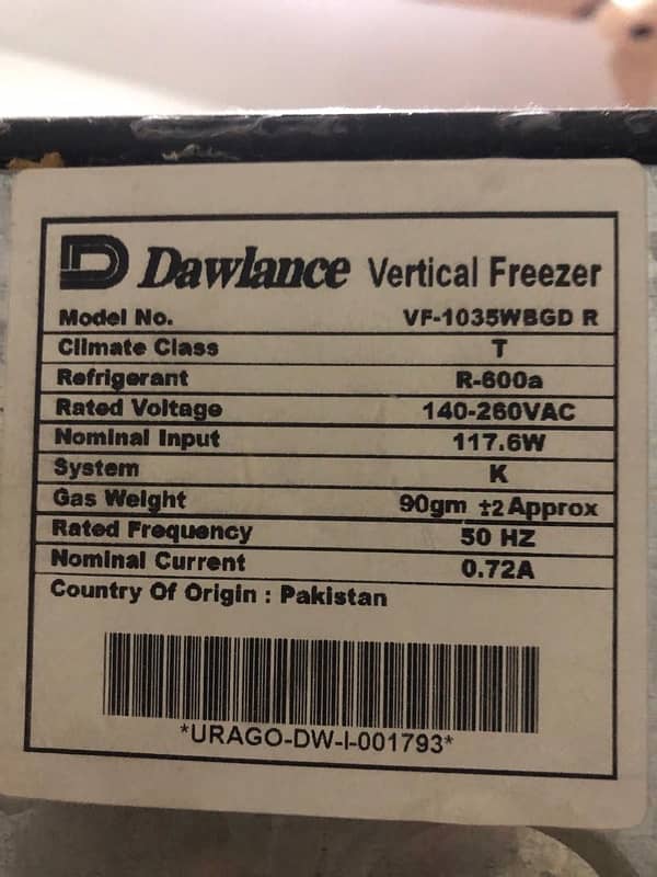 Dawlance upright vertical freezer for sell 3