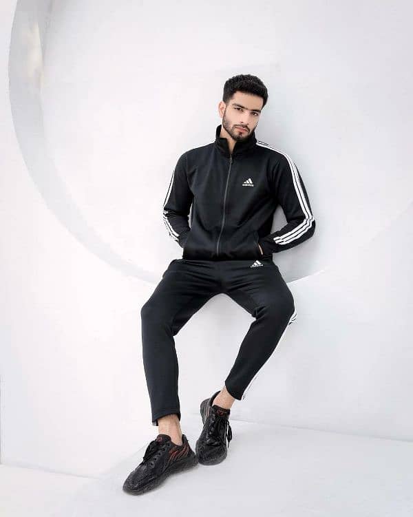 Men's micro fleece zipper track suit - 2pcs in classic black 0