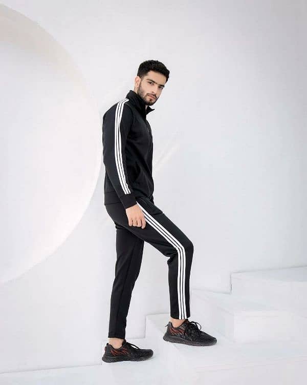 Men's micro fleece zipper track suit - 2pcs in classic black 1