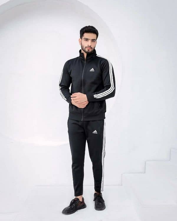 Men's micro fleece zipper track suit - 2pcs in classic black 2