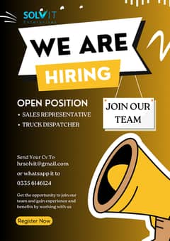 Hiring Sales Agent and Truck Dispatchers