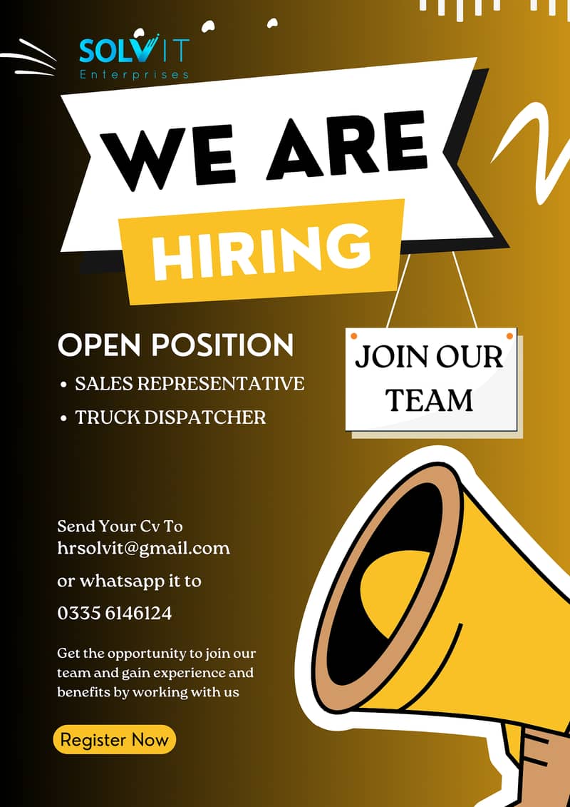 Hiring Sales Agent and Truck Dispatchers 0