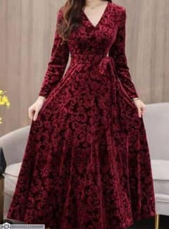 2 PCs women's unstitched velvet printed suit