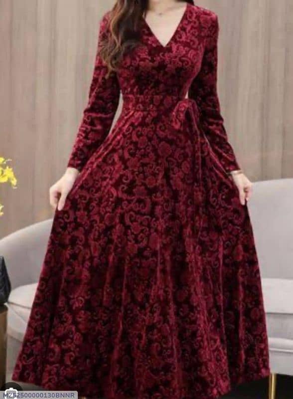 2 PCs women's unstitched velvet printed suit 0