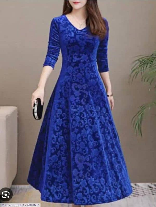 2 PCs women's unstitched velvet printed suit 2