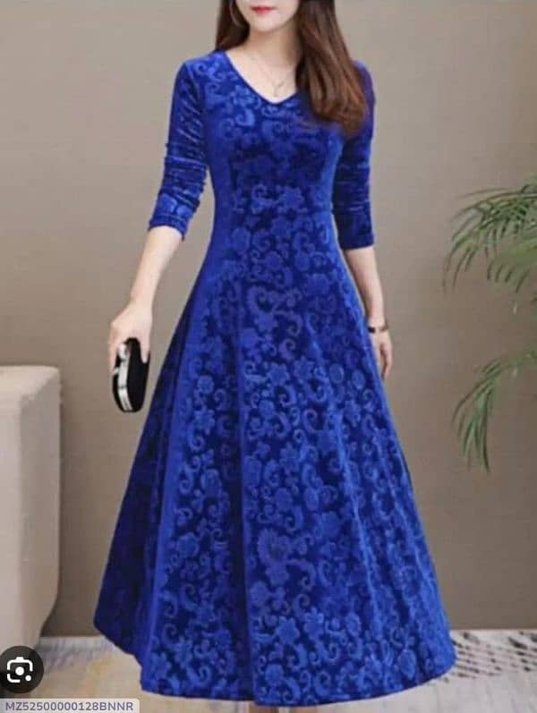 2 PCs women's unstitched velvet printed suit 5