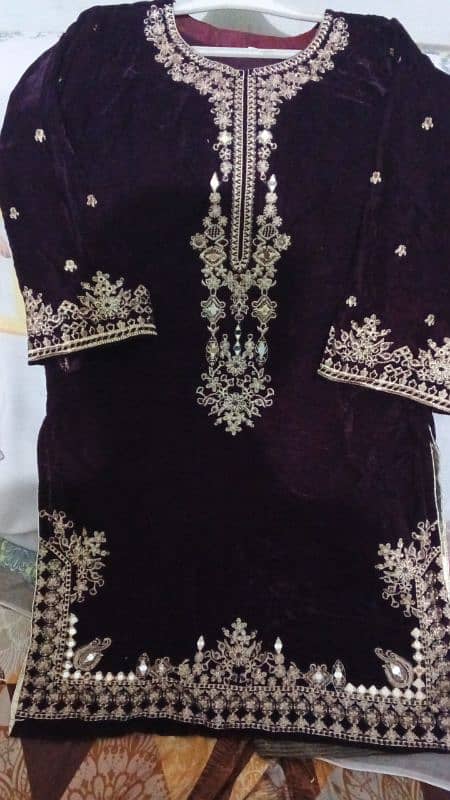 new embroided velvet kurti 0