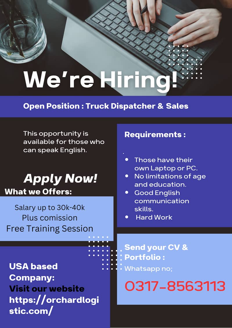 Online Work/ Truck Dispatch/USA based company 0