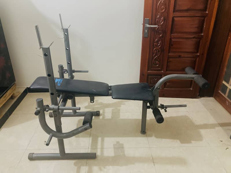 Skyland Multifunction Weight Bench with complementary weights and rod 3