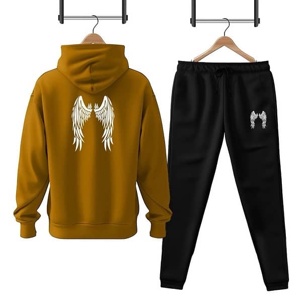 2Pcs Mens Fleece Printed Hoodie Track Suit 1