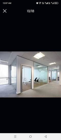 office partition  gypsum . cement. glass partition