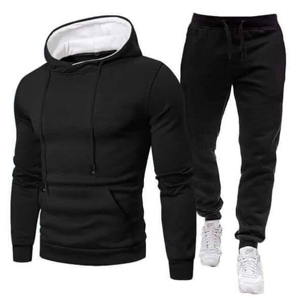 2pcs fleece plain hoodie tracksuit mens 0