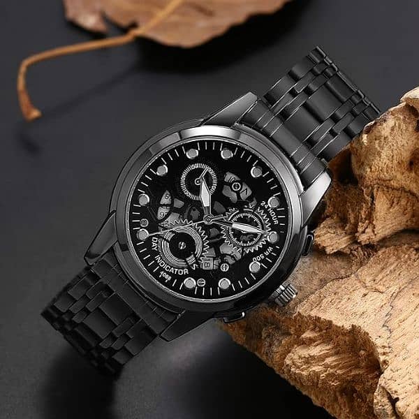 FNGEEN 4088 Men Hollow Watcwateroof  Watch(Black Steel Black 2