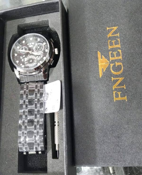 FNGEEN 4088 Men Hollow Watcwateroof  Watch(Black Steel Black 5