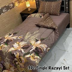 3 pcs cotton salonica printed Razai set