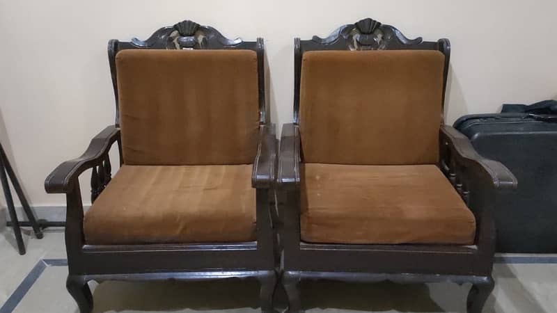 5 seater wooden sofa set 0