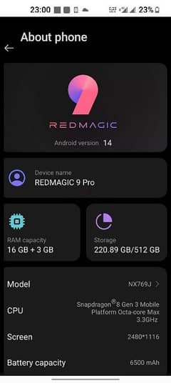 Red Magic 9 Pro 16/512 sleet colour with original charger