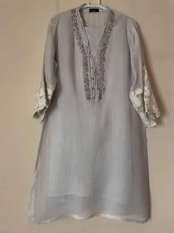 Agha noor dress with same color pants 0