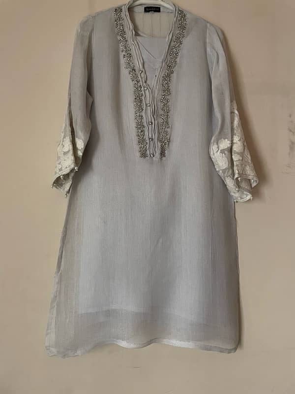 Agha noor dress with same color pants 2