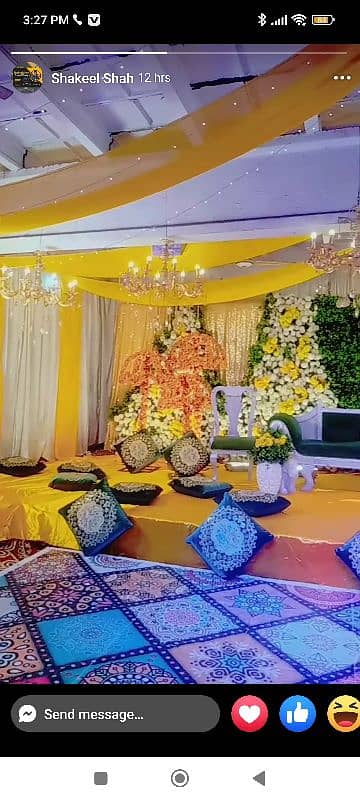 wedding decoration . Mehandi flower stage  dj sound truss lighting 17