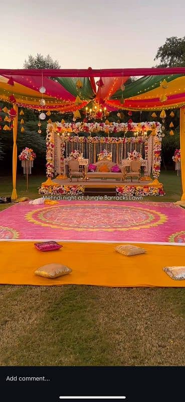 wedding decoration . Mehandi flower stage  dj sound truss lighting 18