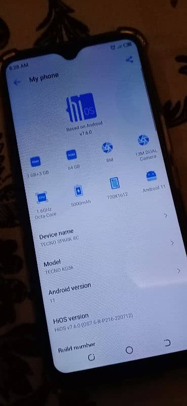 Tecno spark 8c 3+3 ram 64memory 7