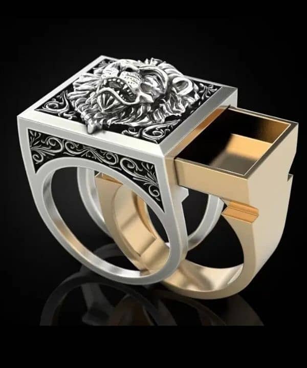 Hot Fashion Retro Domineering Lion Ring Creative Invisible Storage Box 0