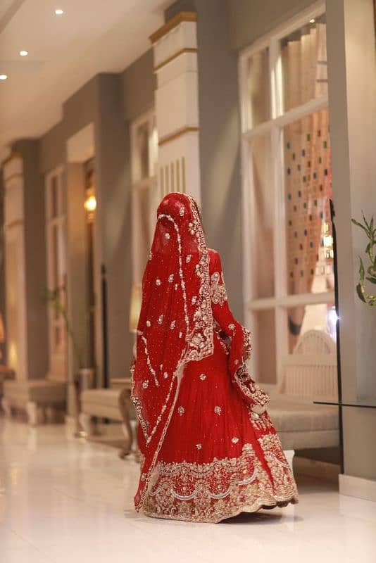 heavy bright red and mahroon bridal lehnga 1