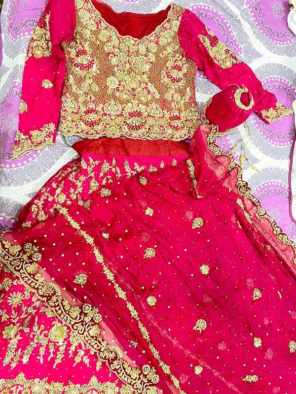 heavy bright red and mahroon bridal lehnga 2