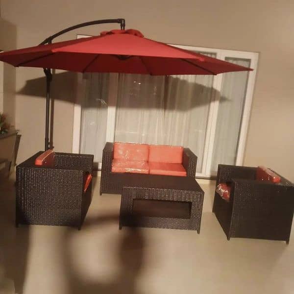 OUTDOOR GARDEN RATTAN UPVC FURNITURE SOFA SET CHAIRS TABLE UMBRELLA 7