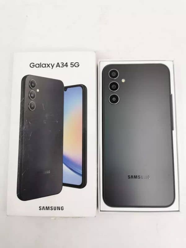 samsung A34 5g black Color 8/128gb with packing 1