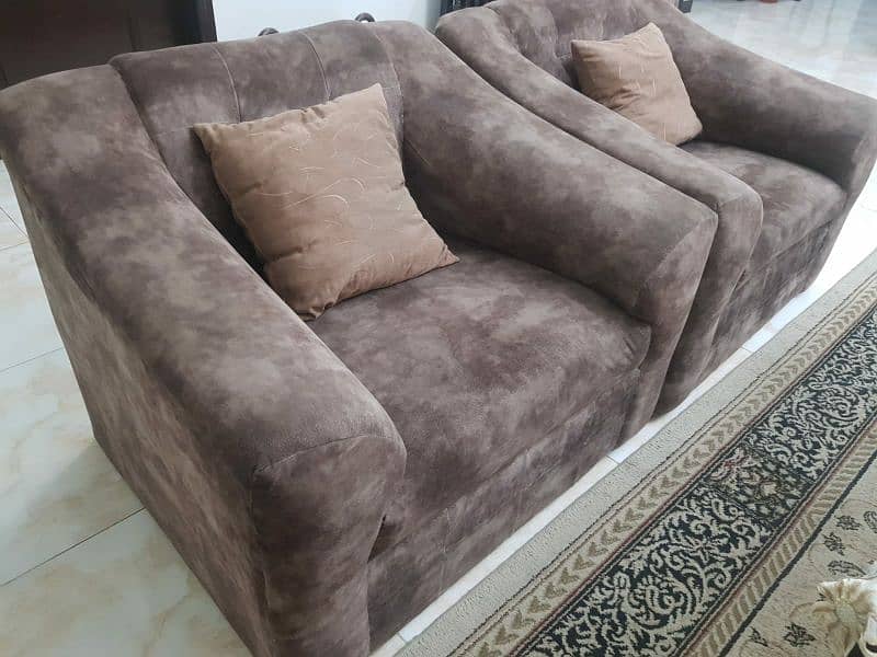 Brown Sofa Set 5 Seats 6