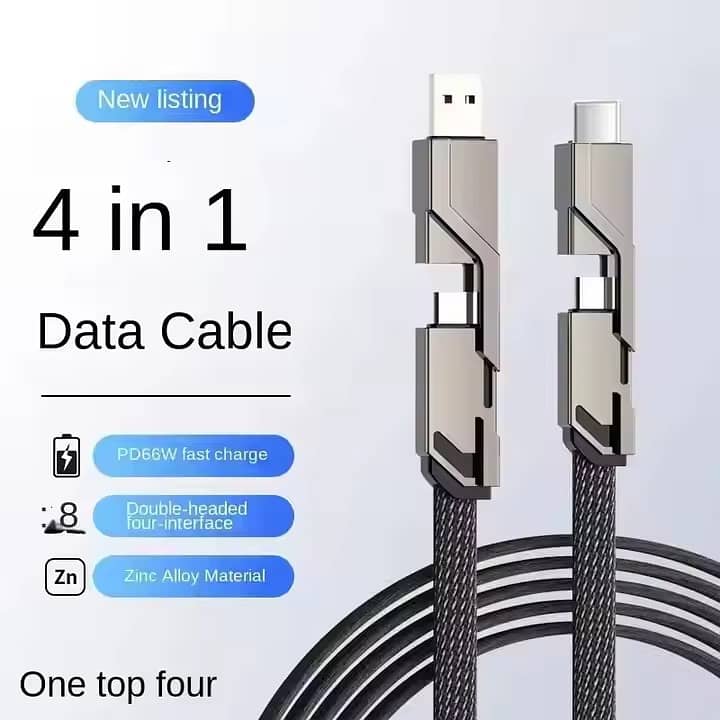 4-in-1 Multifunction 66W Lightning Fast Charging Data Cable (Tested) 0