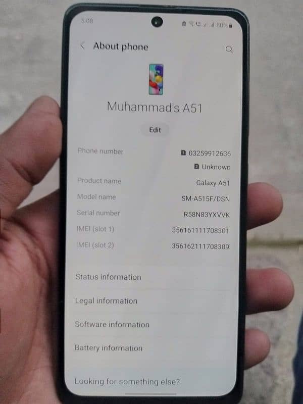 samsung a51 condition 10/9 all Ok any falte 1