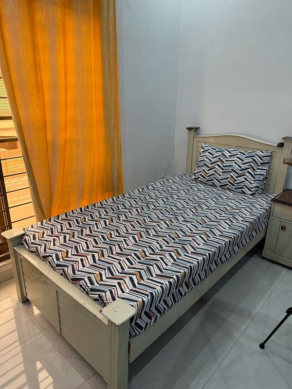 single bed with Mattress and side table 1