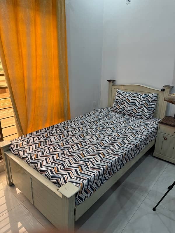 single bed with Mattress and side table 2