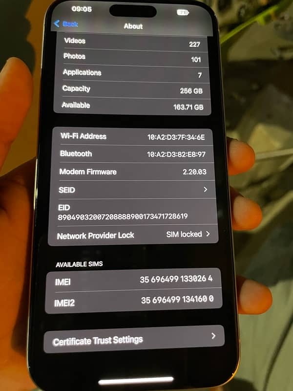 iphone 15pro max 256gb jv all ok brand new condition battery 97% 5