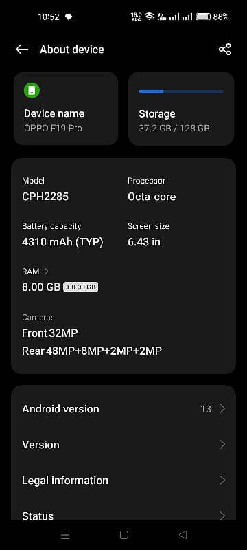 Oppo F19 Pro 16 GB 128 GB official pta approved 1